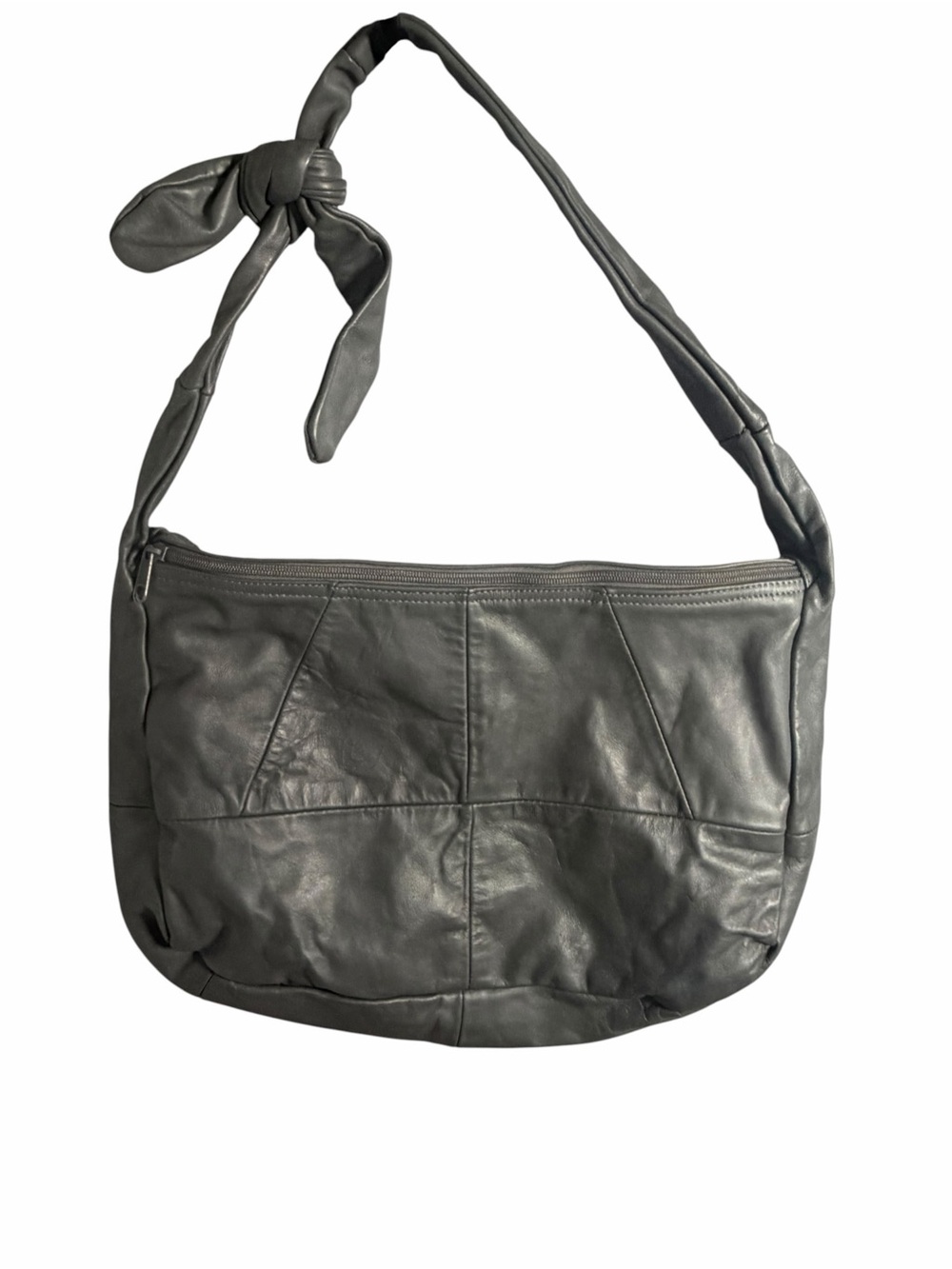 Vtg 80s Women's Soft Leather Shoulder Bag in Gray